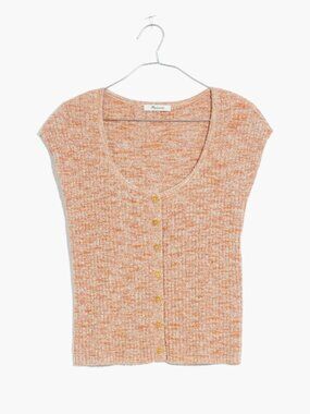 MADEWELL Marled Shaw Button-Front Sweater Tee Marled Tiger Small Preppy 90s Rib